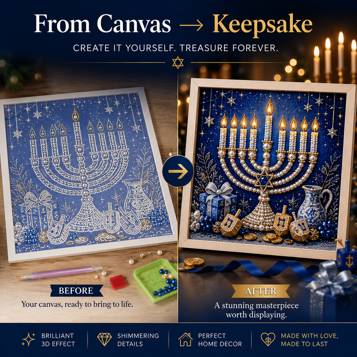 DIY Hanukkah pearl art creative activity