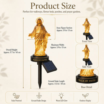 🔥 LAST DAY 49% OFF – ✝️ Walk by Faith Solar Jesus Garden Light | Automatic Warm Halo Glow, Weather-Resistant Ground Stake & No-Wiring Outdoor Faith Decor ✨