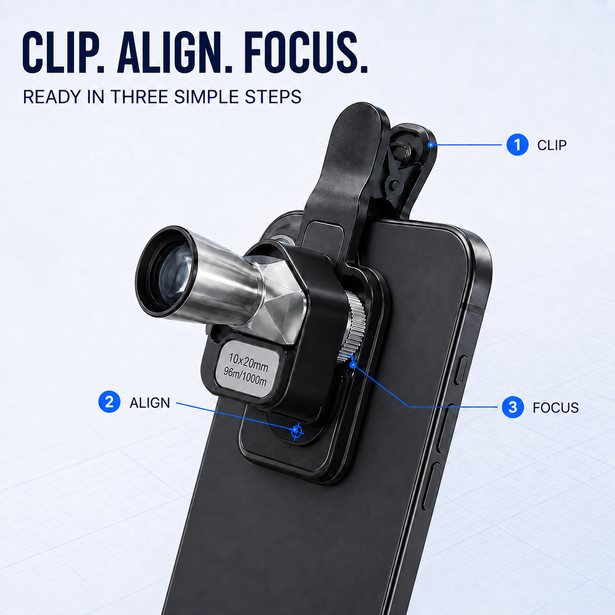 🏅🔭 10×20 Mini Monocular Phone Telescope – Pocket Long-Distance Viewer with Adjustable Smartphone Clip