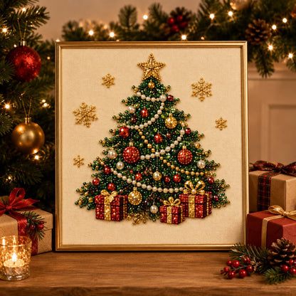 🧘Relaxing & Beginner-Friendly - 🎨💎DIY Christmas Pearl Diamond Painting Art Kit With Frame
