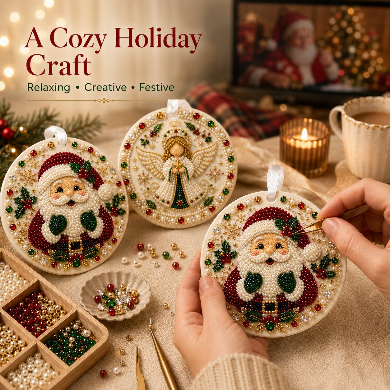 🌲✨ DIY Pearl & Gem Christmas Ornament Collection