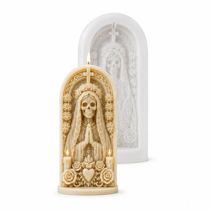 ⏳ Last Day 49% OFF – 💀 4-Piece Día de los Muertos 3D Relief Candle Mold Set | Detailed Skeleton, Floral & Arched Designs for Handmade Decorative Candles 🕯️✨