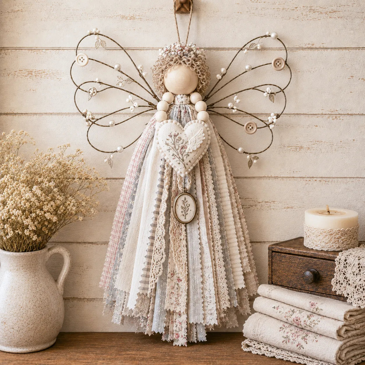 🔥LAST DAY 50% OFF - 🪽 Angel Fabric Hanging DIY Kit - Stitch a Little Blessing That Stays Forever