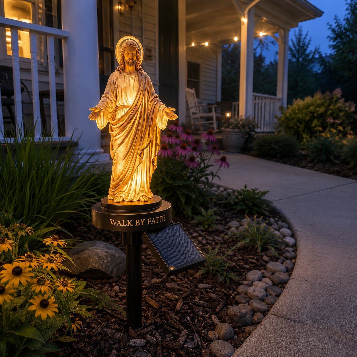 🔥 LAST DAY 49% OFF – ✝️ Walk by Faith Solar Jesus Garden Light | Automatic Warm Halo Glow, Weather-Resistant Ground Stake & No-Wiring Outdoor Faith Decor ✨