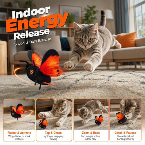 🎁2026 New Arrivals 49% OFF💥Smart Sensing Flapping Butterfly Toy for Cats – Auto-Motion Activation, Realistic Flutter & Endless Play 🦋