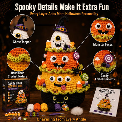 🔥 LAST DAY 49% OFF – 🎃 Halloween Tree DIY Crochet Kit | All-In-One Kit for a Layered 7-Inch Spooky Tabletop Decoration 🧶👻✨