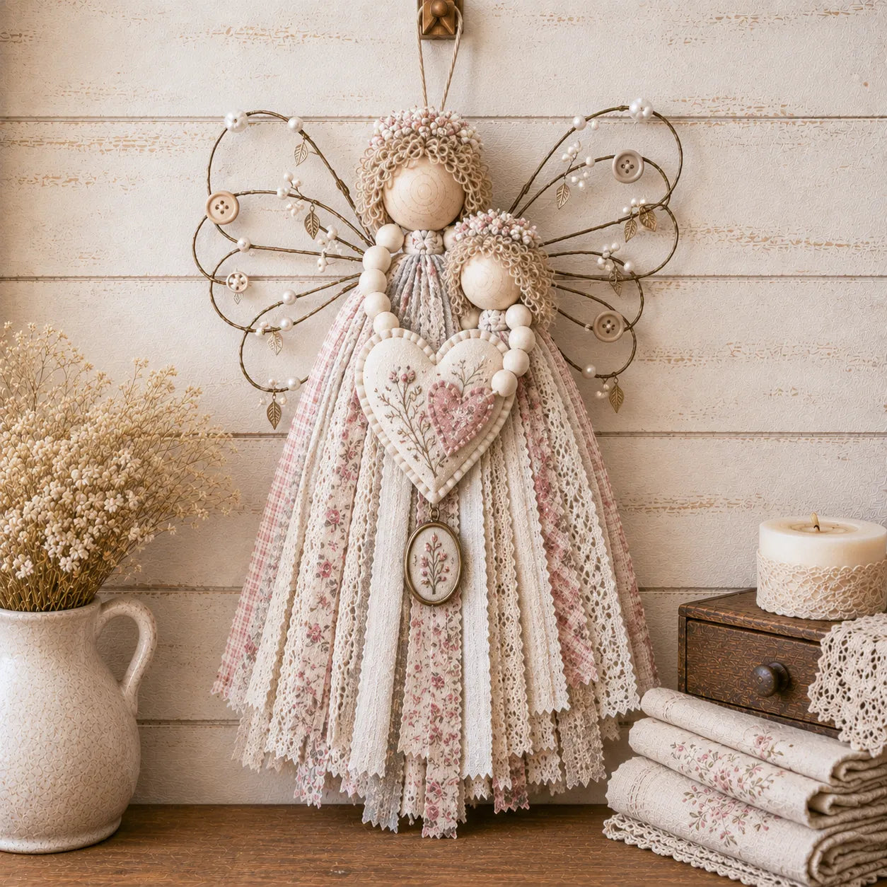 🔥LAST DAY 50% OFF - 🪽 Angel Fabric Hanging DIY Kit - Stitch a Little Blessing That Stays Forever