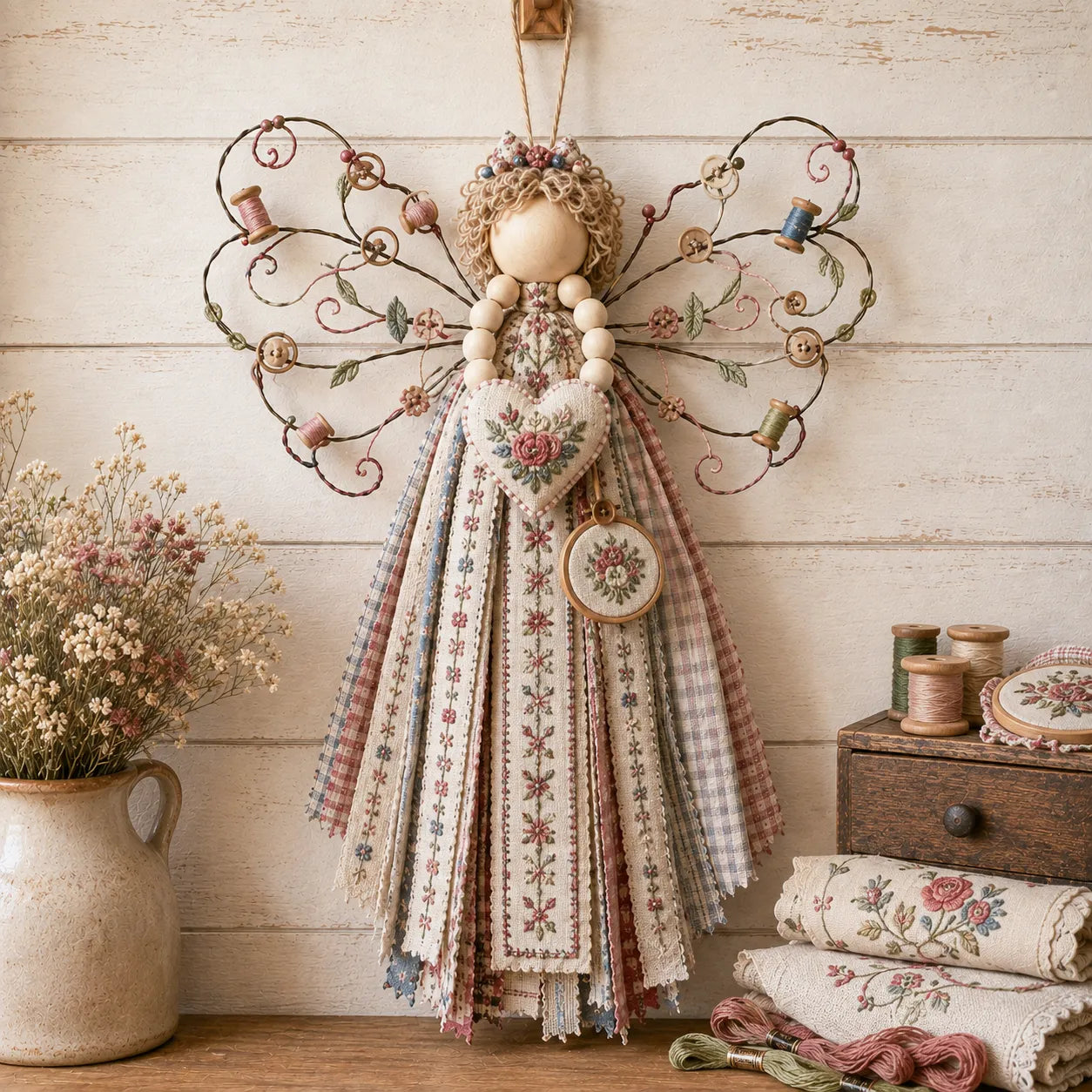🔥LAST DAY 50% OFF - 🪽 Angel Fabric Hanging DIY Kit - Stitch a Little Blessing That Stays Forever