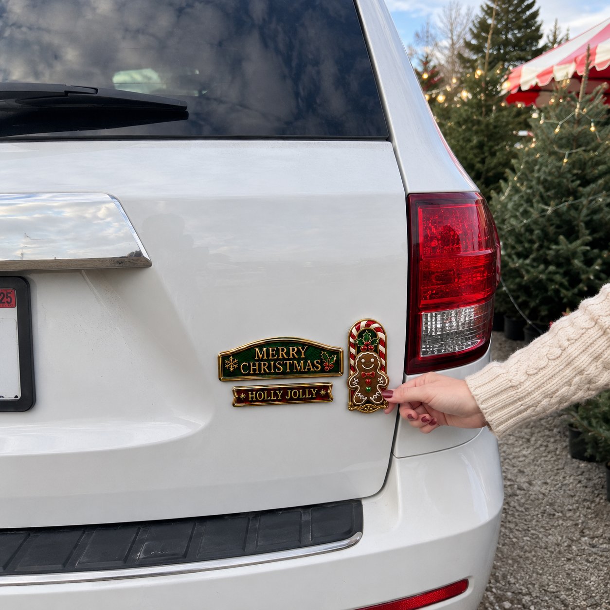 🔥 50K+ SOLD – 🎄 3-Piece Christmas Car Emblem Metal Badge Set | 3D Enamel Holiday Badges with Adhesive Backing for Trucks, SUVs & Festive Gifts 🎅✨