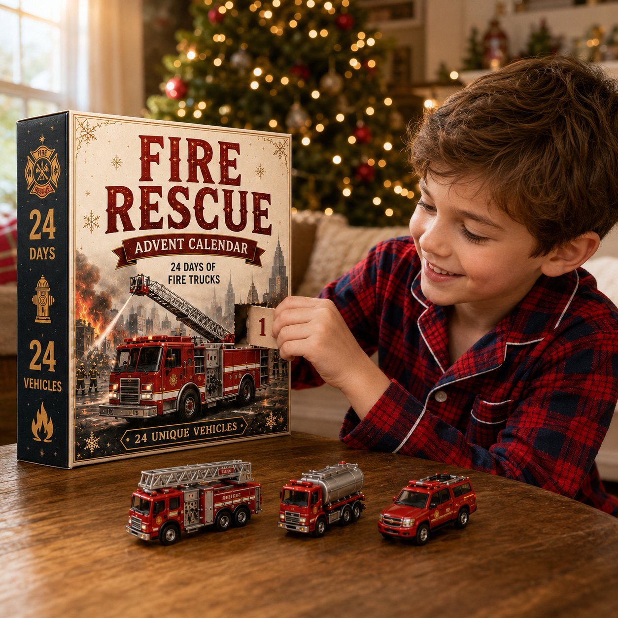 Fire truck Christmas advent calendar