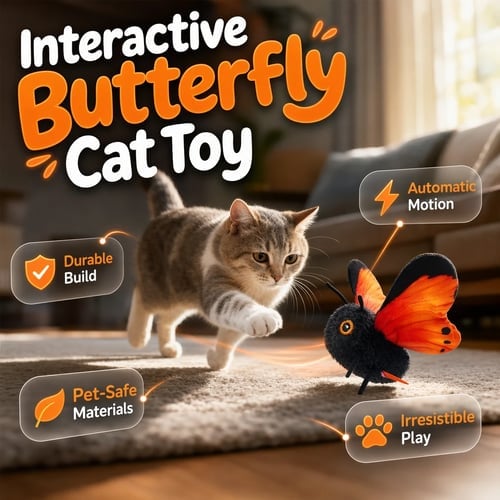 🎁2026 New Arrivals 49% OFF💥Smart Sensing Flapping Butterfly Toy for Cats – Auto-Motion Activation, Realistic Flutter & Endless Play 🦋
