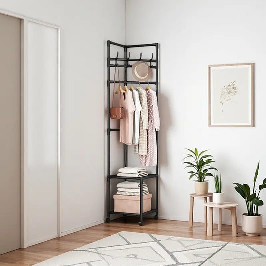 Multi-Functional Rolling Garment Rack with Bottom Storage