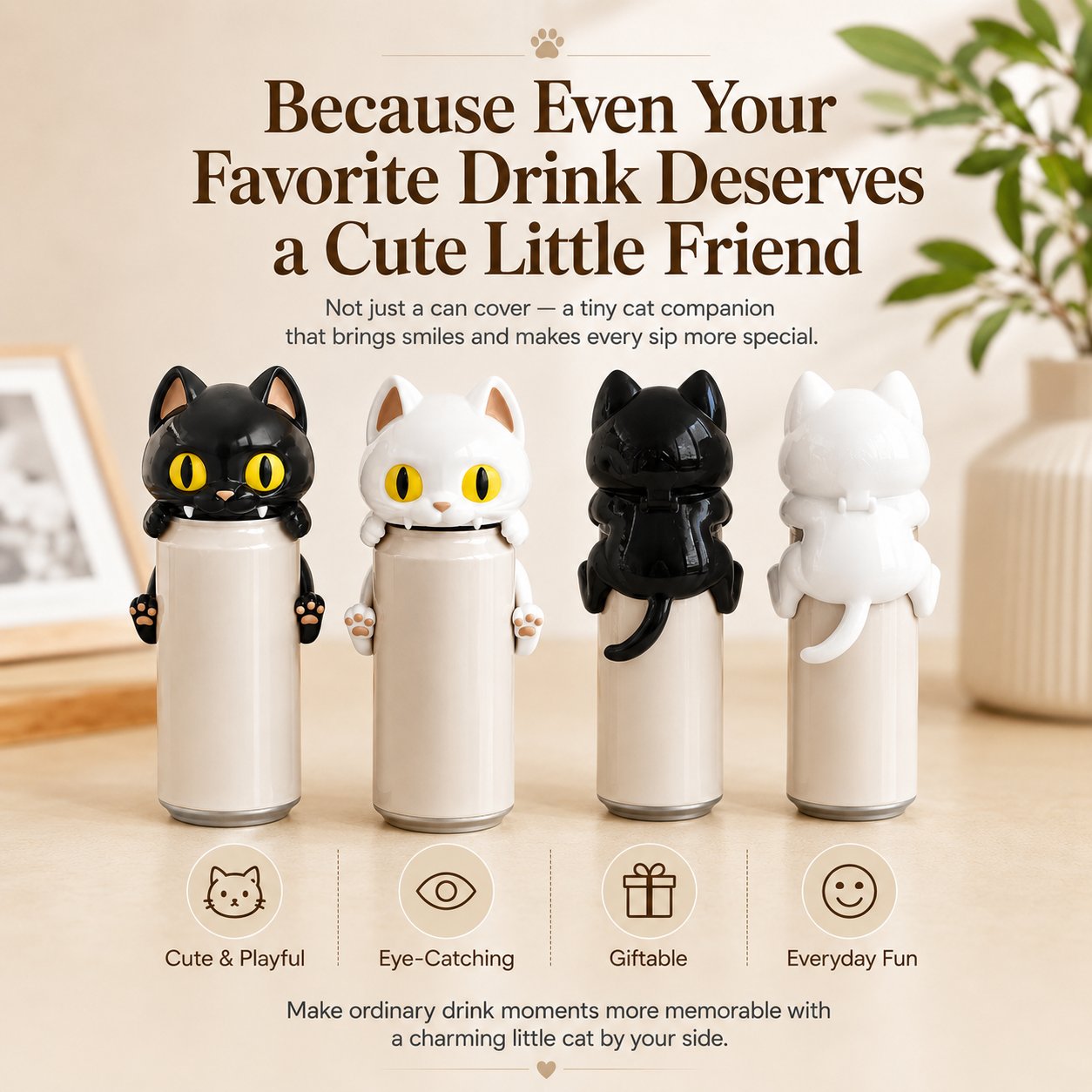 🐱 Cat Can Cover – The Cute Feline Drink Companion That Makes Every Sip More Fun