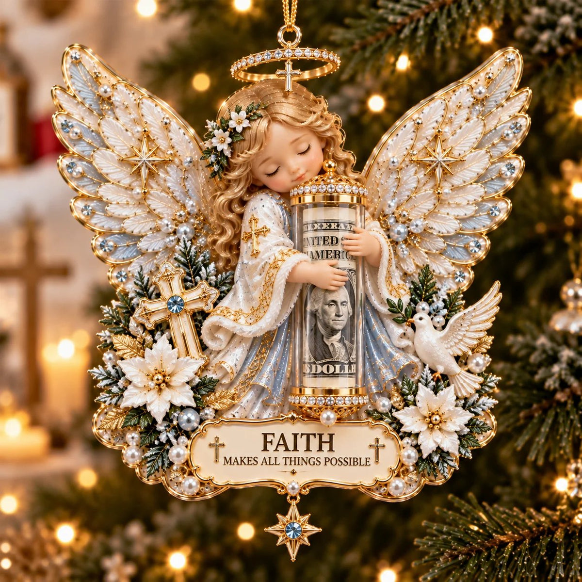 ⏰ LAST DAY SALE 49% OFF! 👼💵 3D Angel Christmas Cash Gift Ornament – Holiday Money Holder Keepsake ✨