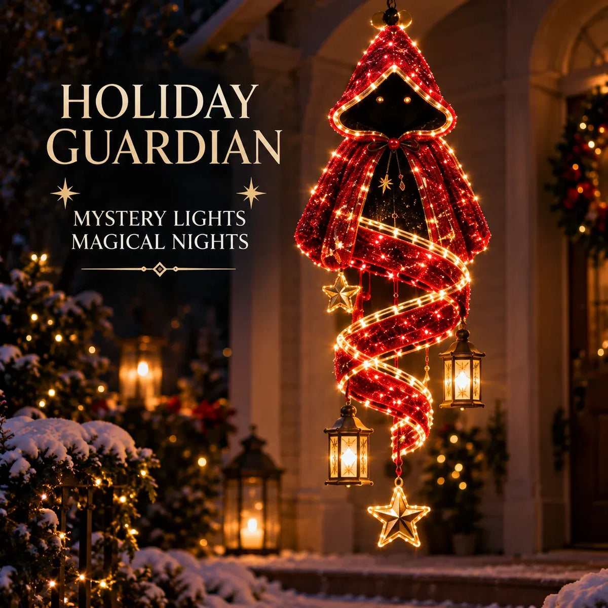 🎅Christmas Magic Spira Hanging LED Light Collection – 9 Festive Designs ✨ | Suspended Glowing Characters with Spiral Lights & Hanging Details for Porches, Windows, Entryways & Holiday Displays