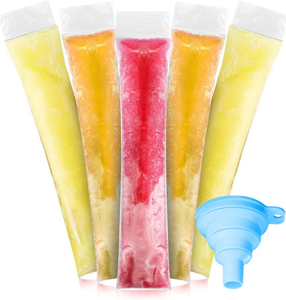 (100pcs)-DIY Disposable Ice Pop Bags Mold Bags Homemade ice lolly Bags with Silicone Funnel