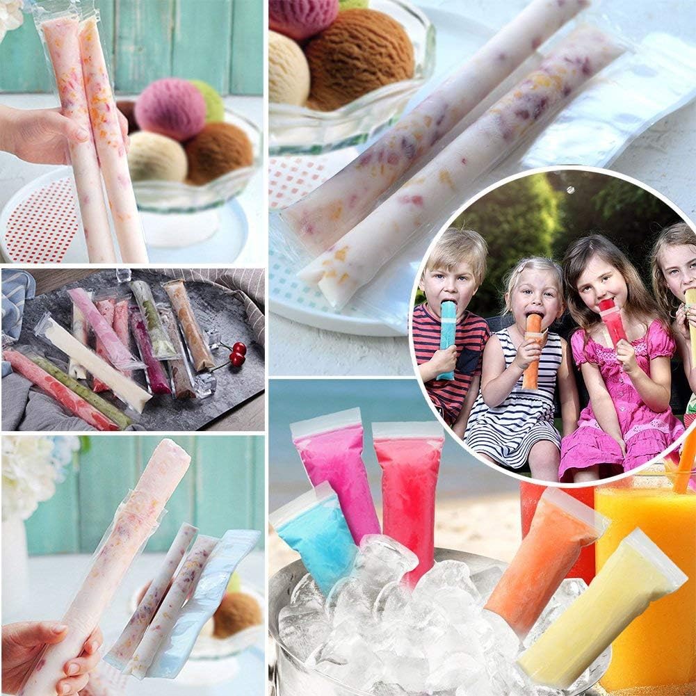 (100pcs)-DIY Disposable Ice Pop Bags Mold Bags Homemade ice lolly Bags with Silicone Funnel