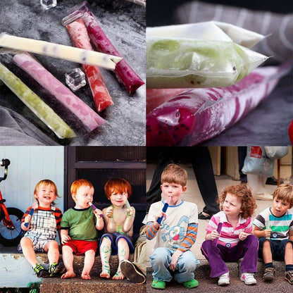 (100pcs)-DIY Disposable Ice Pop Bags Mold Bags Homemade ice lolly Bags with Silicone Funnel
