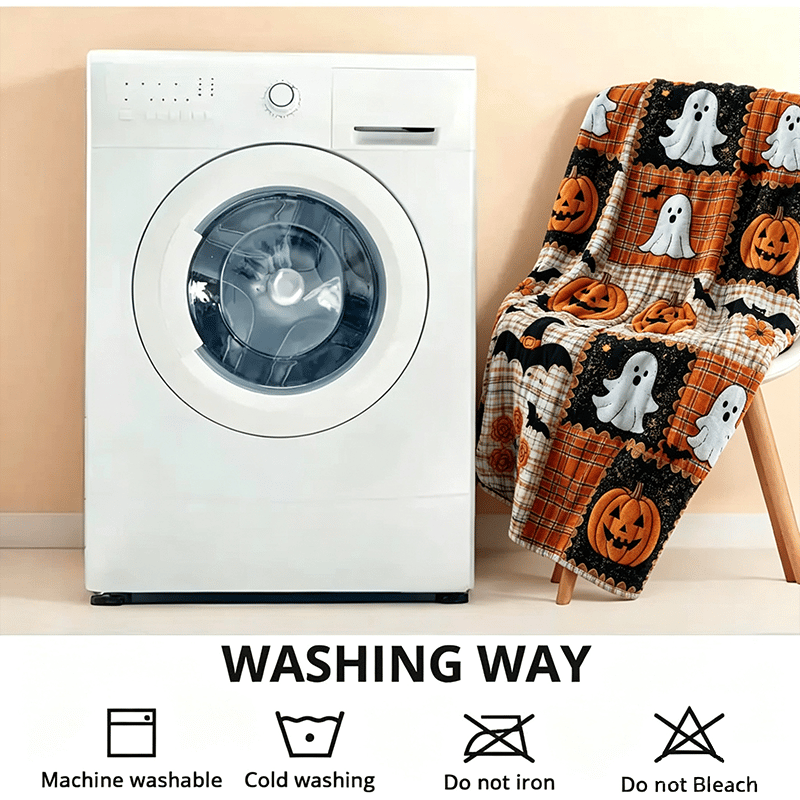 🎃🔥Halloween Pumpkin & Bat Flannel Throw Blanket, Soft Lightweight Cozy Blanket for Sofa & Bed(✨Buy 2 Free Shipping)