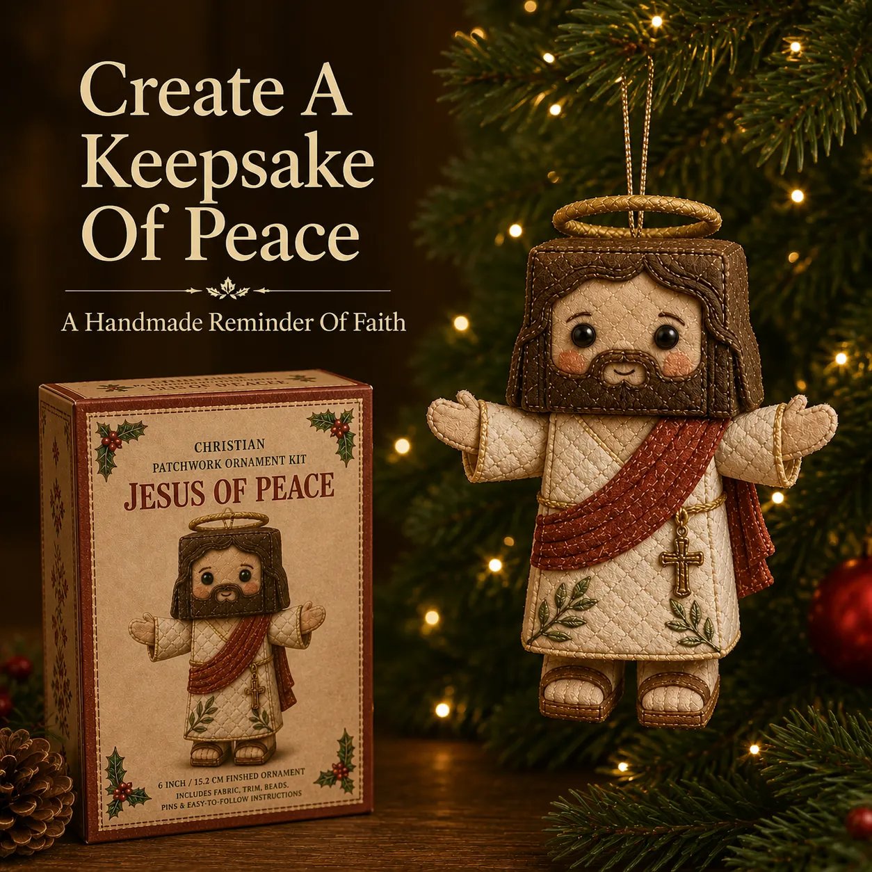 🔥HOT SALE🔥⏳ Last Day 49% OFF – ✝️ Beginner-Friendly DIY Christian Block Figure Patchwork Ornament Kit Collection | Complete Kit with Pre-Cut Fabrics, Padded Ornament Form & Step-by-Step Guide Included 💕