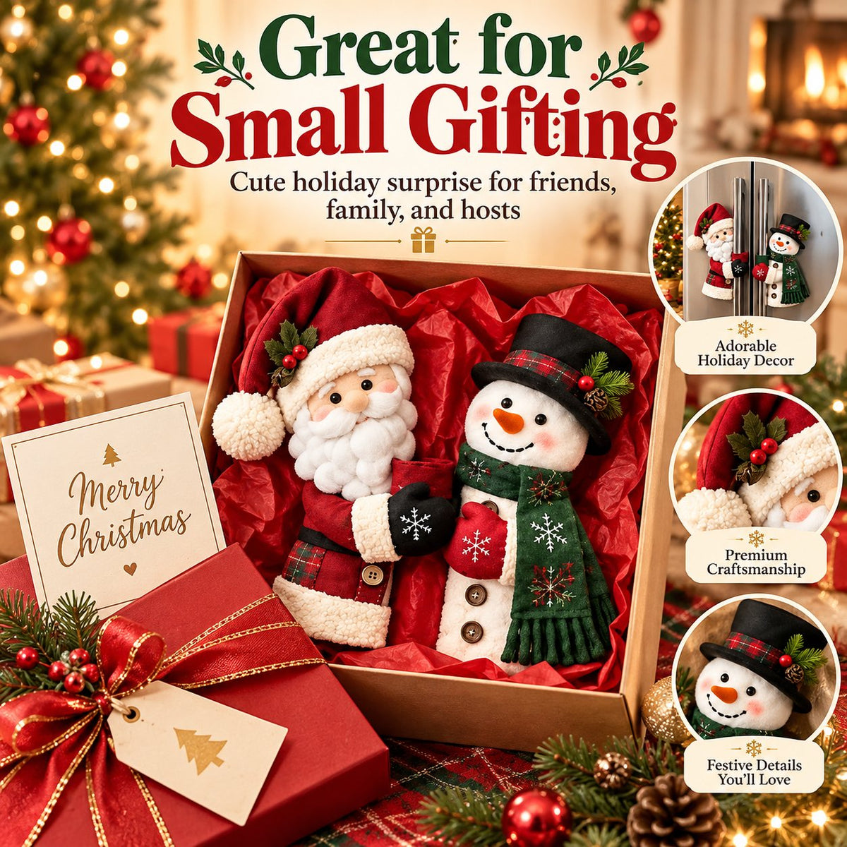 🎅Christmas Door Handle Covers – Santa & Snowman Plush Door Knob Decorations