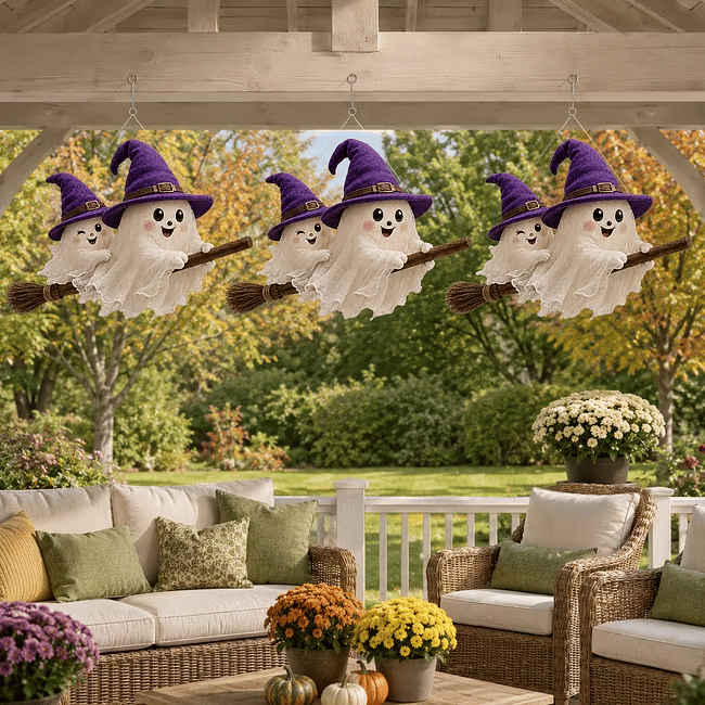 Moonlight Mischief Lighted Ghost Broom Hanger