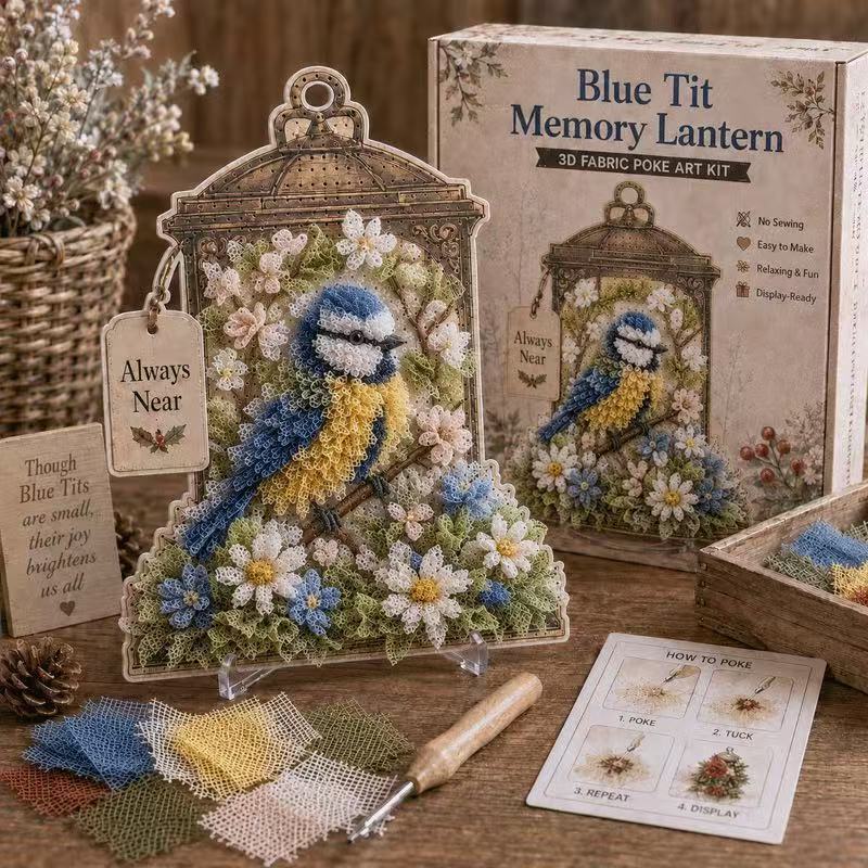 🐦3D Fabric Poke Art Memory Lantern Kit🔥No-Sew DIY Bird-Themed Memorial for Adult Beginner Handmade Hobby Gift