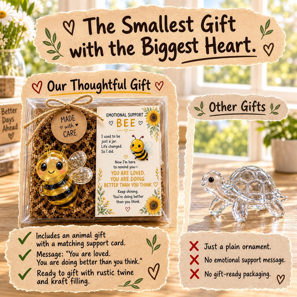 Animal keepsake and encouragement card detail