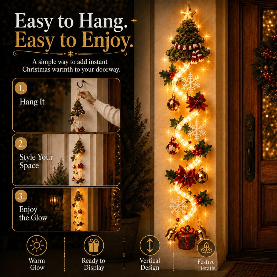 ⏳ Last day! 53% OFF – 🎅MerryCascade™ Glowing Christmas Door Hanger