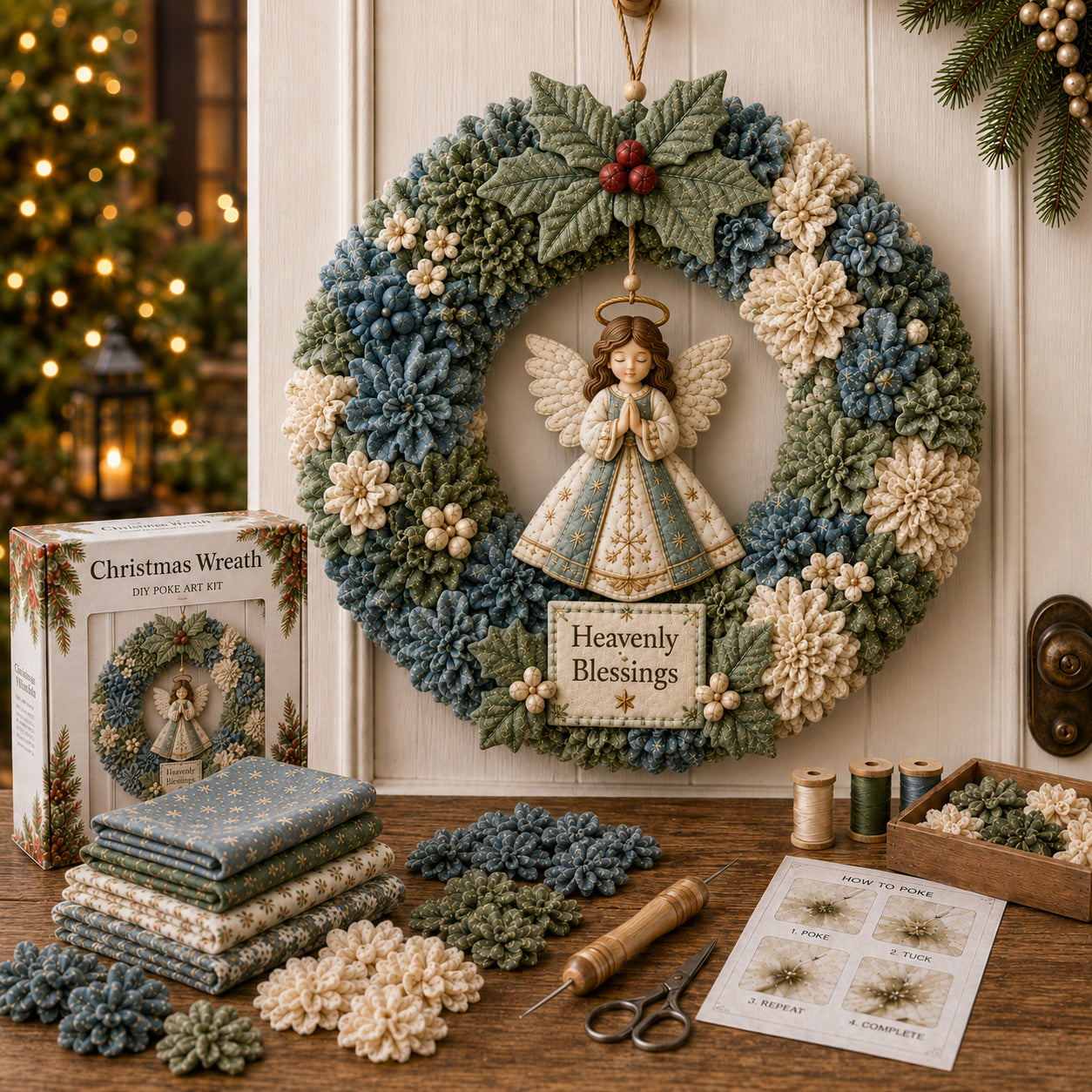 🔥49% Off Last Day🔥🎄 3D Fabric Poke Wreath DIY Kit
