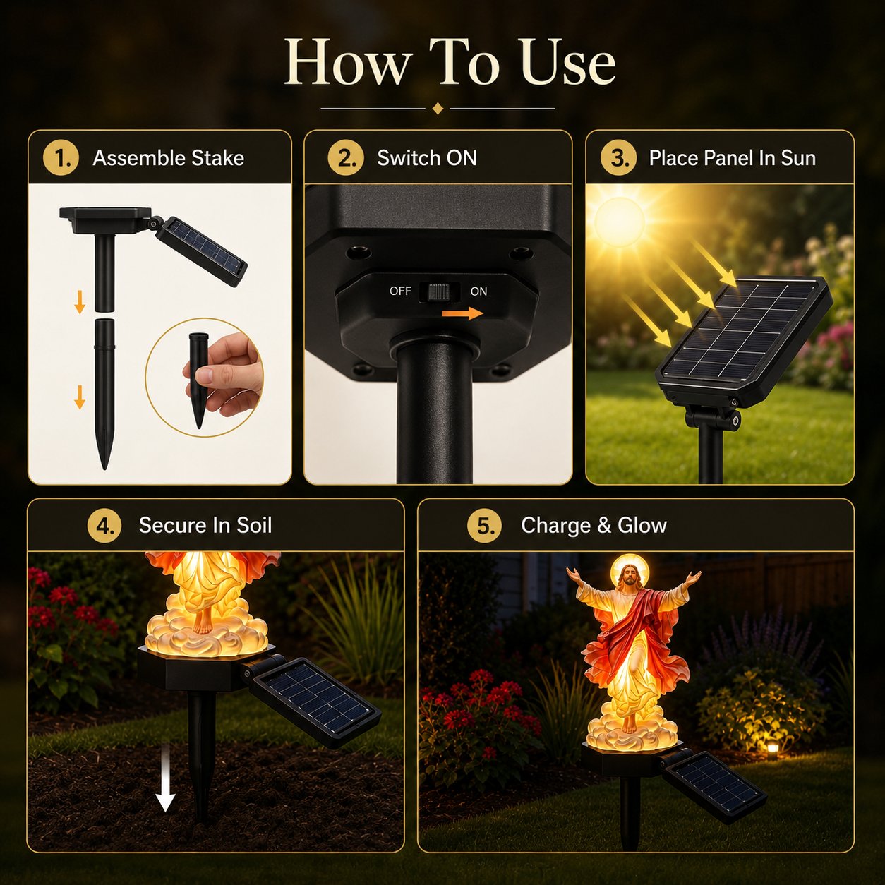 🔥 ✝️ Solar-Powered Illuminated Jesus Garden Statue | Automatic Halo Glow Outdoor Faith Decor for Gardens, Pathways & Prayer Spaces ✨