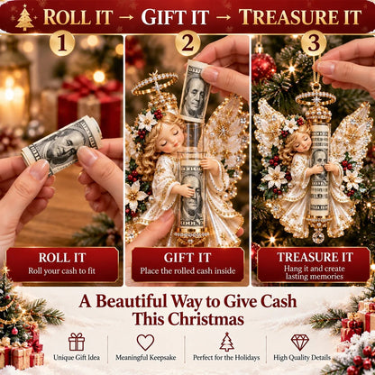 ⏰ LAST DAY SALE 49% OFF! 👼💵 3D Angel Christmas Cash Gift Ornament – Holiday Money Holder Keepsake ✨