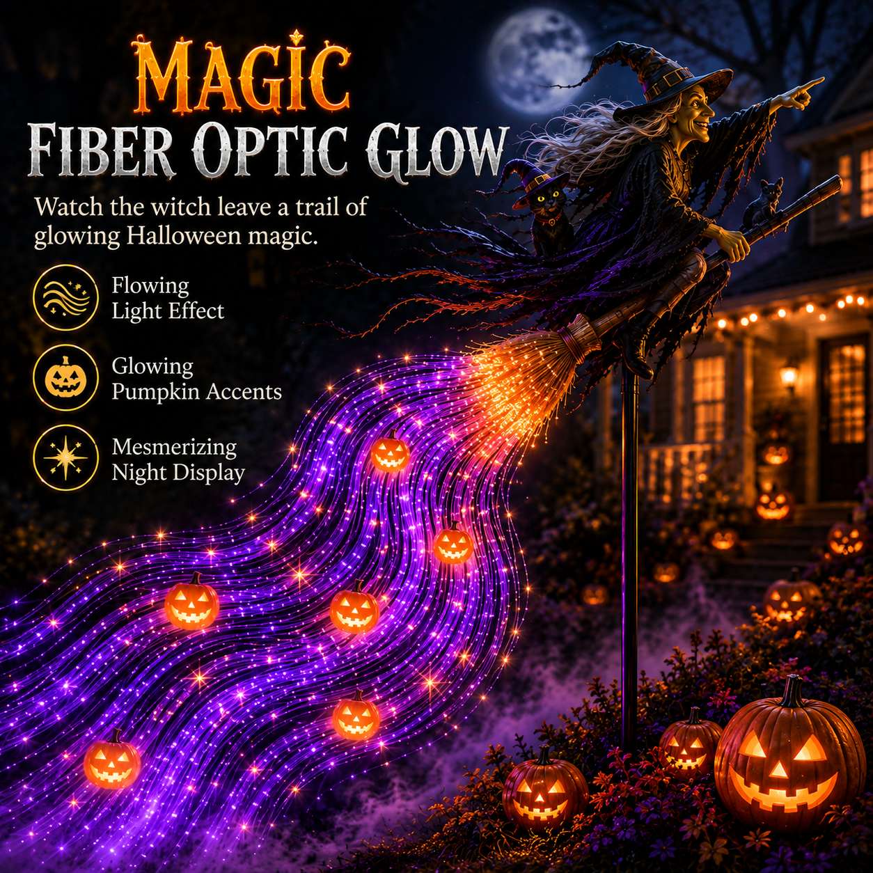 Witchâs Magic Trail Solar Fiber Optic Yard Light