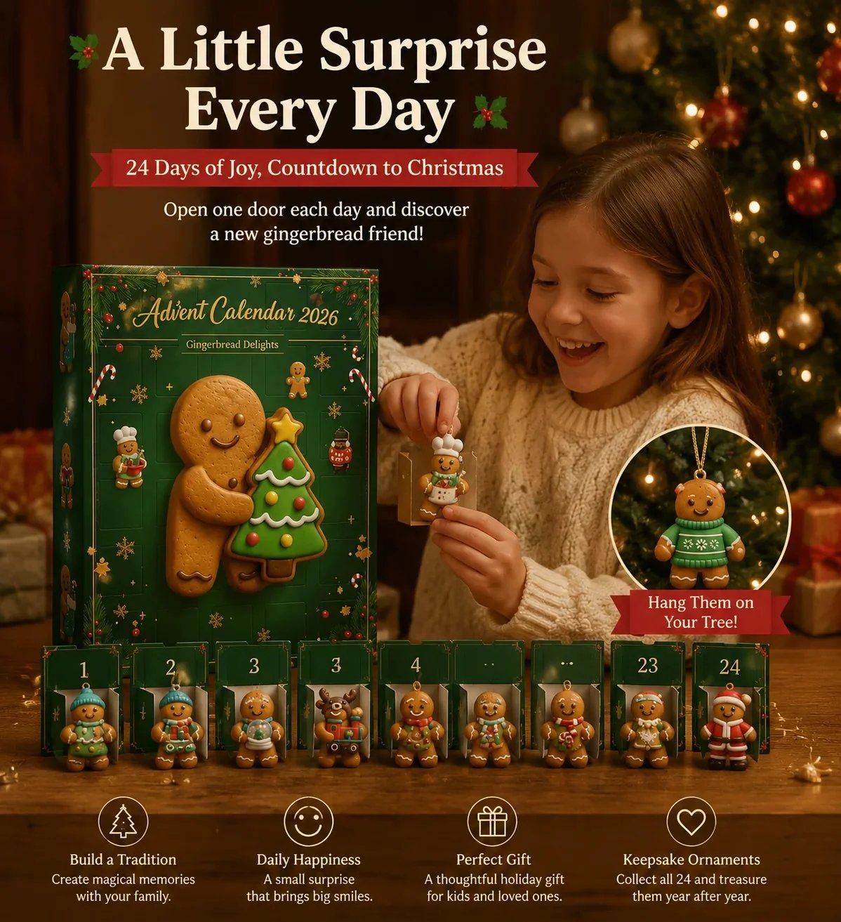 🔥LAST DAY 49% OFF - 🎄 2026 Gingerbread Advent Calendar