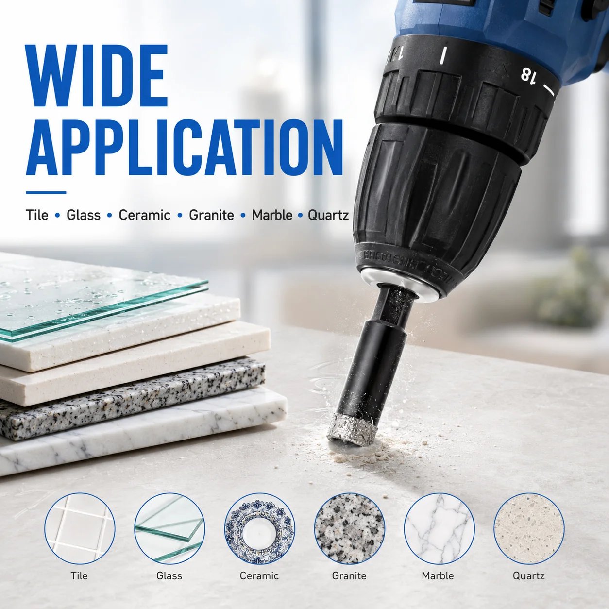 Diamond drill bits creating a cleaner hole in hard tile
