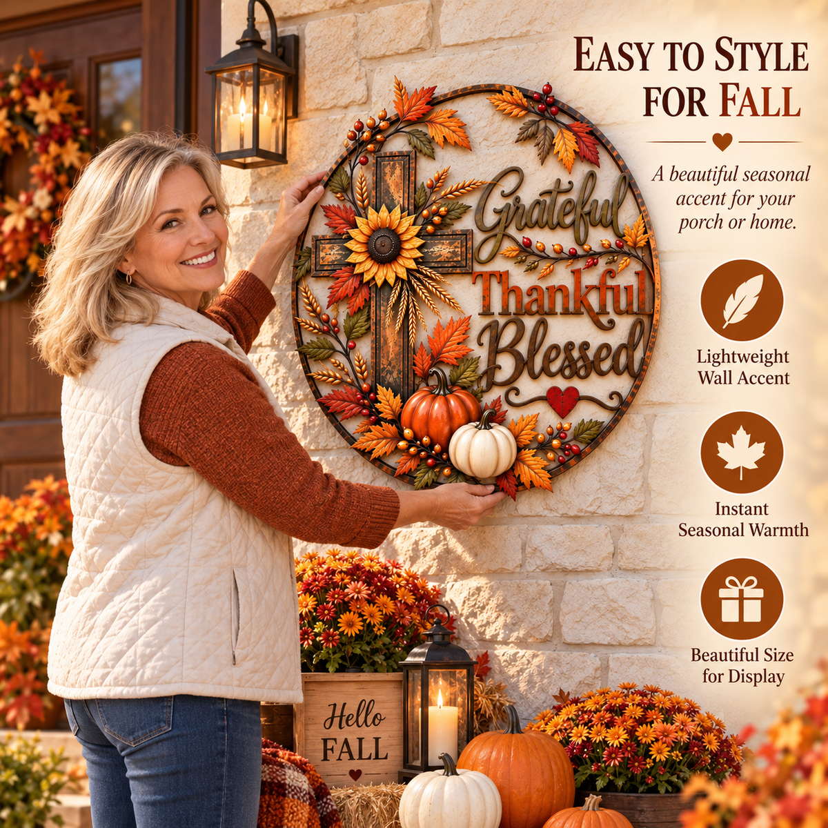 🍂 Grateful • Thankful • Blessed™ Fall Faith Wall Decor ✝️🌻
