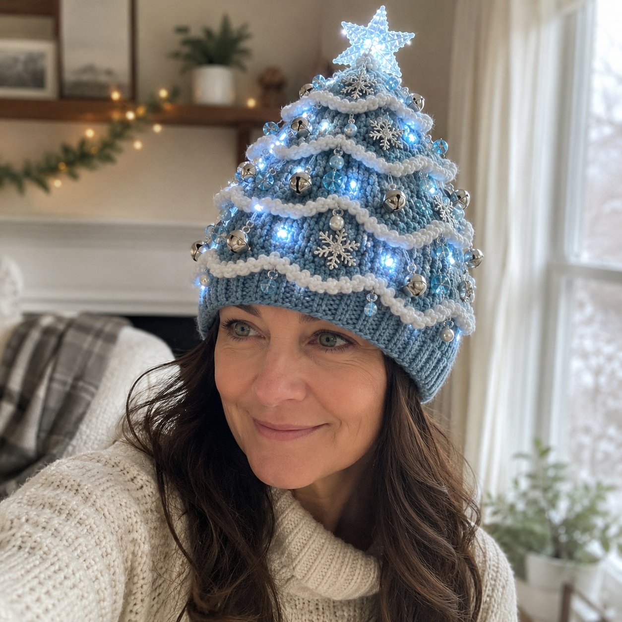 🎄Beginner-Friendly Light-Up Christmas Tree Crochet Hat DIY Kit | Complete Kit with Coordinated Yarn, LED Lights & Step-by-Step Guide Included 💕