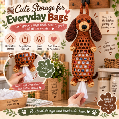 🐶🔥 Last Day 50% OFF – Crochet Dog Bag Holder DIY Kit 🧶 | 6 Adorable Breeds, Cute & Functional Home Decor 🎁