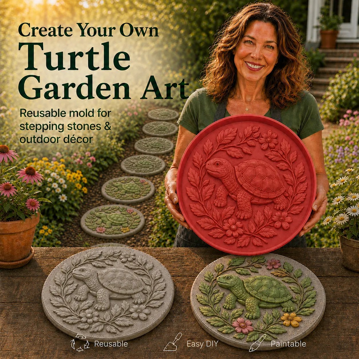 🐦🌸 Hummingbird Garden Art Stepping Stone Mold