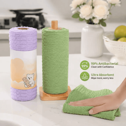 Tearable Plush Cleaning Cloth Roll for Kitchen & Household Cleaning