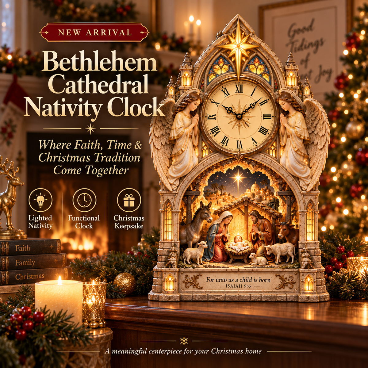 🔥Last Day 50% OFF🌟Bethlehem Cathedral Nativity Clock⏰