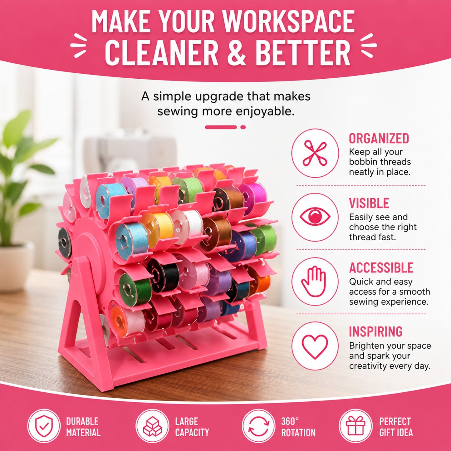 🔥Last Day 50% OFF - 🧵Rotating Bobbin Thread Organizer