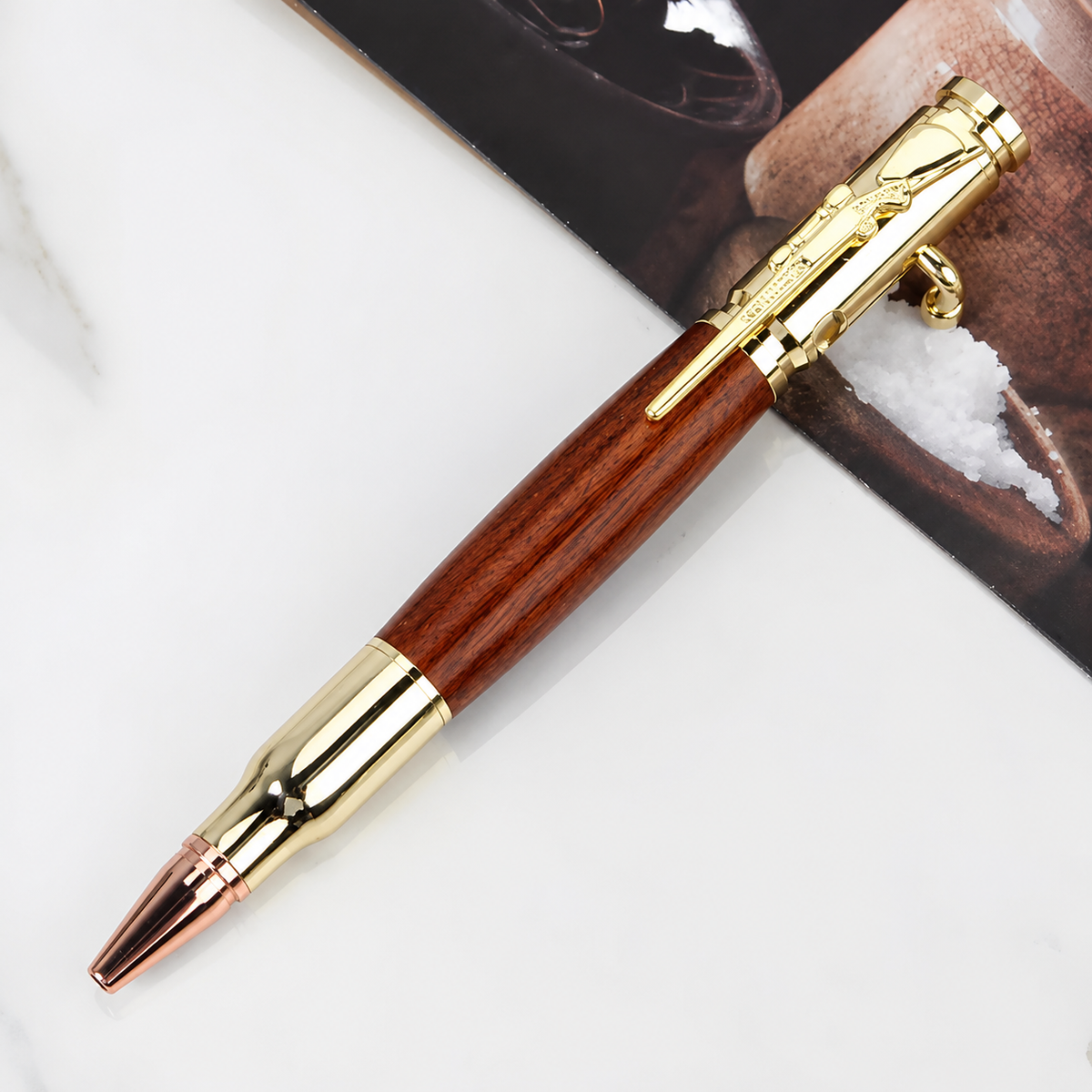 🖊100% Handmade Bolt Action Wooden Bullet Pen| Crafted From Real Wood & Bullet Casing