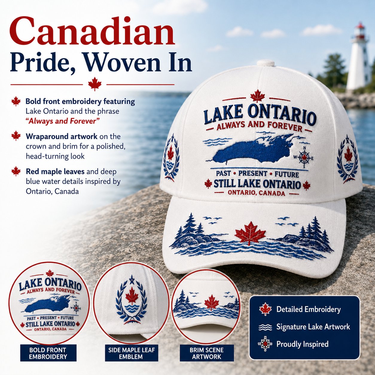 🔥LAST DAY 50% OFF - 🍁Lake Ontario · Always and Forever — The Cap That Carries Your Lake Story (🧢100% Cotton)