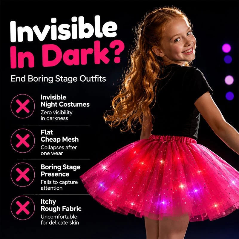 🏆 Last Day 50%OFF!🎁LED Light Up Sequin Tutu Skirt Star Mesh Princess Skirt for Girls and Adults