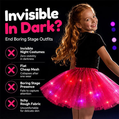 🏆 Last Day 50%OFF!🎁LED Light Up Sequin Tutu Skirt Star Mesh Princess Skirt for Girls and Adults