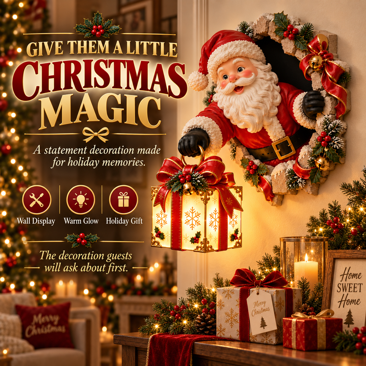 🎅✨ LAST DAY 50% OFF ✨ Santa’s Magical Wall Surprise Light - A 3D Christmas Decoration That Brings Holiday Magic To Life
