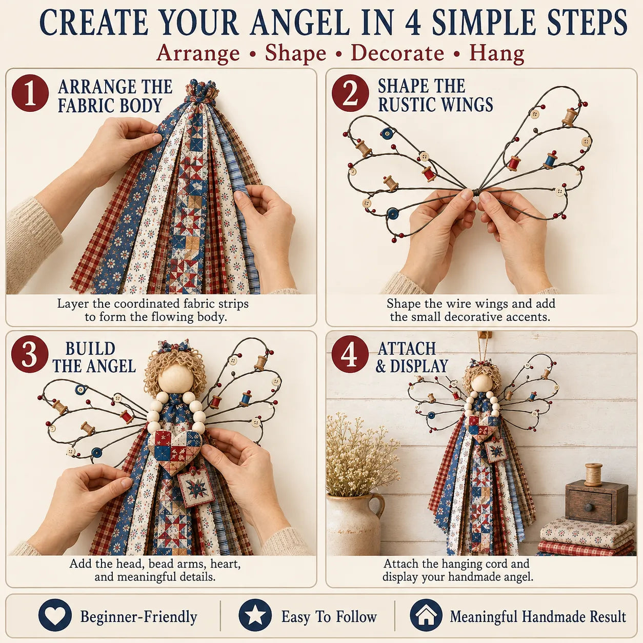 🔥LAST DAY 50% OFF - 🪽 Angel Fabric Hanging DIY Kit - Stitch a Little Blessing That Stays Forever