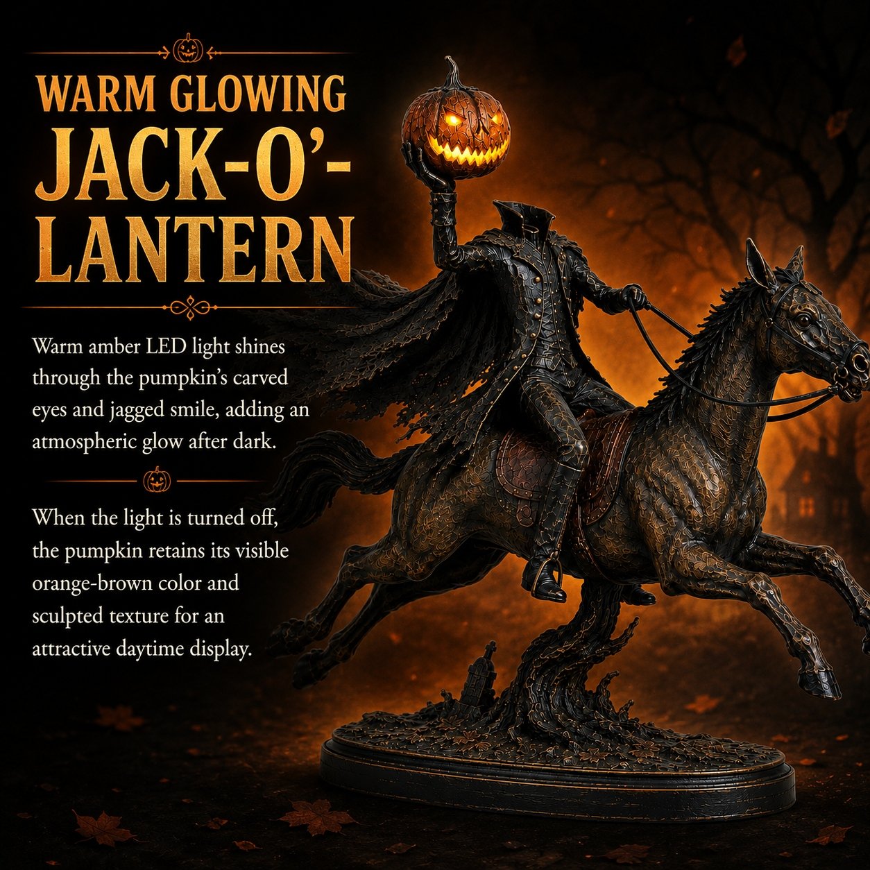 ⏰Limited Stock 50% OFF - 🎃🏇Midnight Chase Headless Horseman Statue | Awaken the Legend of the Hollow(✨Same as the video)