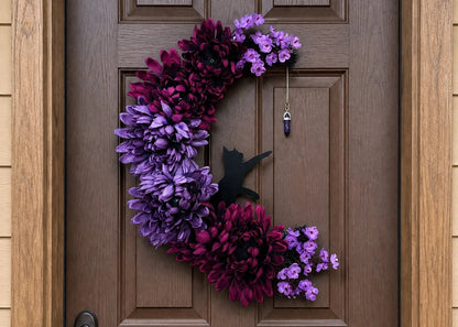 🔥Last Day 49% OFF - 🐈‍⬛🌙Handmade Halloween Cat Wreath(📦Buy 2 Free Shipping)